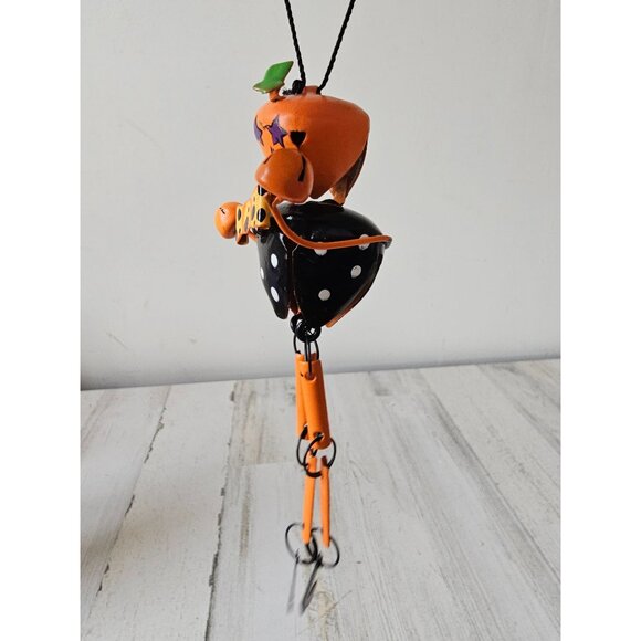 Metal jointed pumpkin ornament Halloween jack-o'-lantern skeleton tree - Picture 3 of 6
